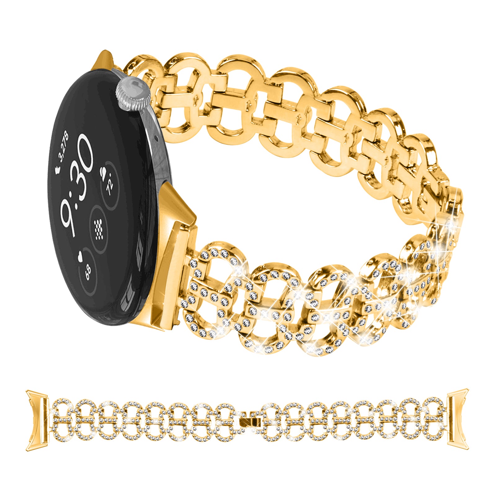 For Google Pixel Watch 2 Pixel Watch Gourd Shape Rhinestones Decor Watch Strap Zinc Alloy Replacement Band For Google Pixel Watch 2 Pixel Watch Gourd Shape Rhinestones Decor Watch Strap Zinc Alloy Replacement Band